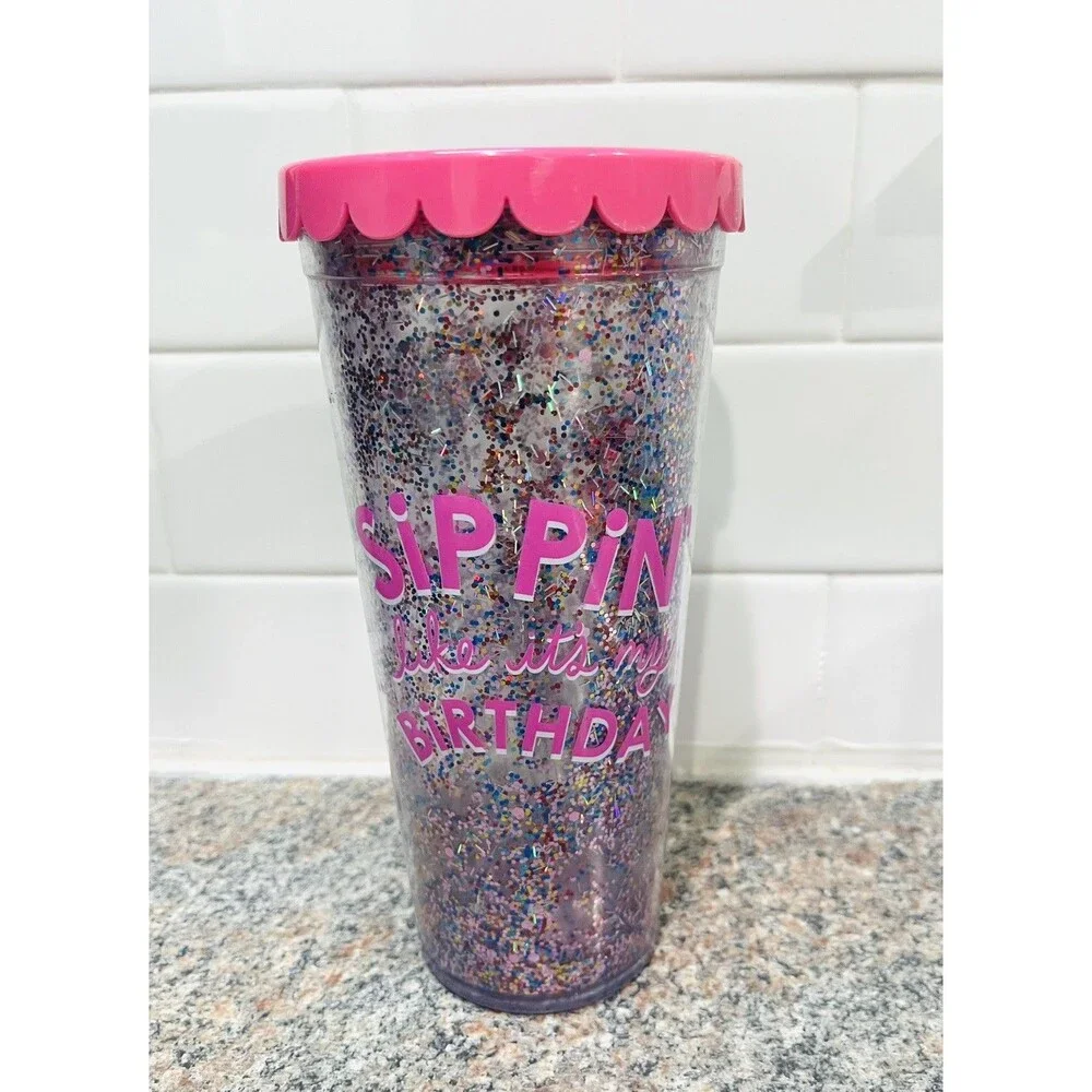 Packed Party “Sippin Like It’s My Birthday” Insulated Cup & Straw 22 oz Pink